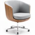**Moderne bureaustoel met houten en stoffen bekleding**