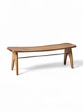 **Technische titel in het Nederlands: Elegante houten bank met gebogen ontwerp**
