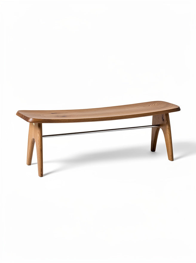 **Technische titel in het Nederlands: Elegante houten bank met gebogen ontwerp**